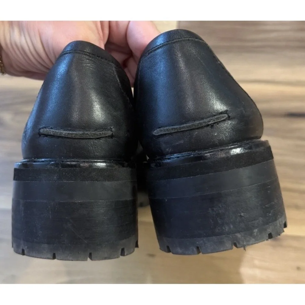 Sam Edelman Tully Bit Loafers Womens 9M Black White Leather Lug Sole Shoes - Picture 7 of 16